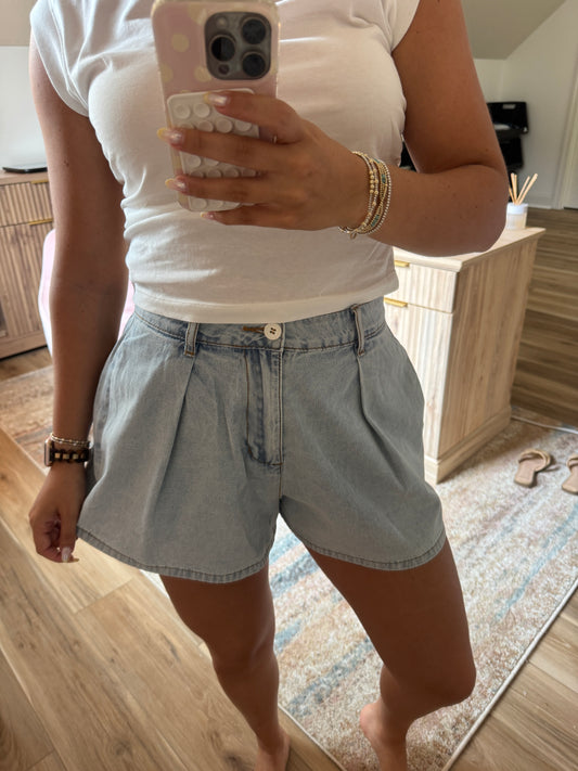 Red, White & Blue Jean Shorts