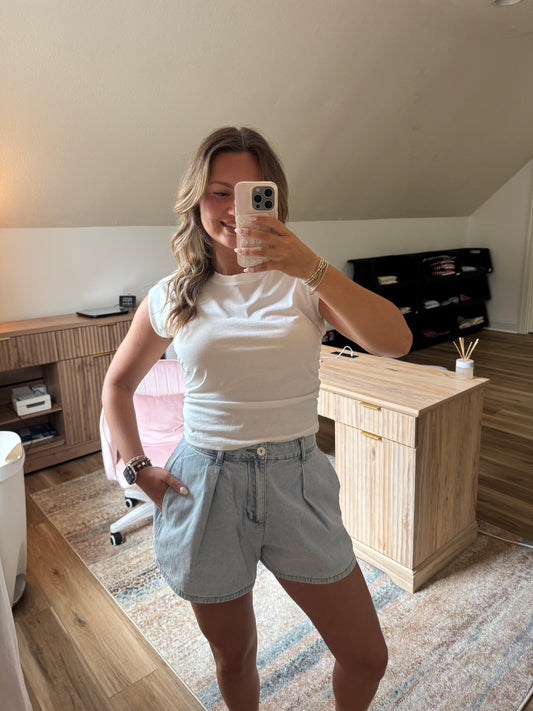 Red, White & Blue Jean Shorts
