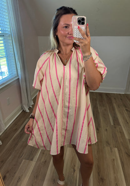 Pink Stripe Mini Dress