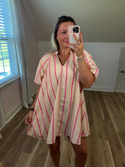 Pink Stripe Mini Dress